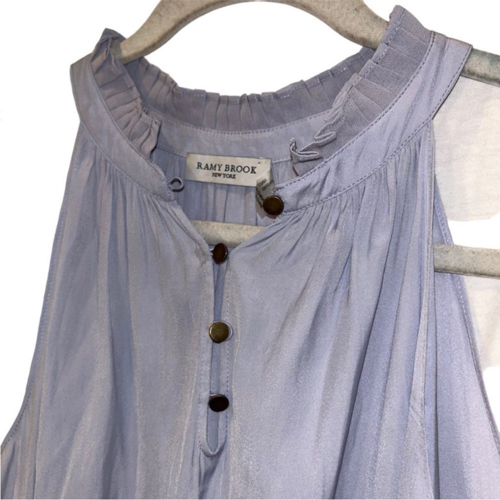 STUNNING RAMYBROOK perwinkle blue loveliest pastel ruffle neck sleeveless top M